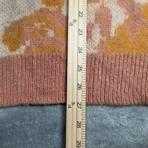 Anthropologie Maeve Sweater Vest Small Orange Plunging Loopy Floral Oversized - Picture 9 of 9